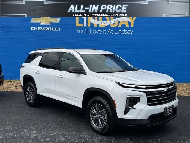 2026 Chevrolet Traverse LT in Summit White — front three-quarter view