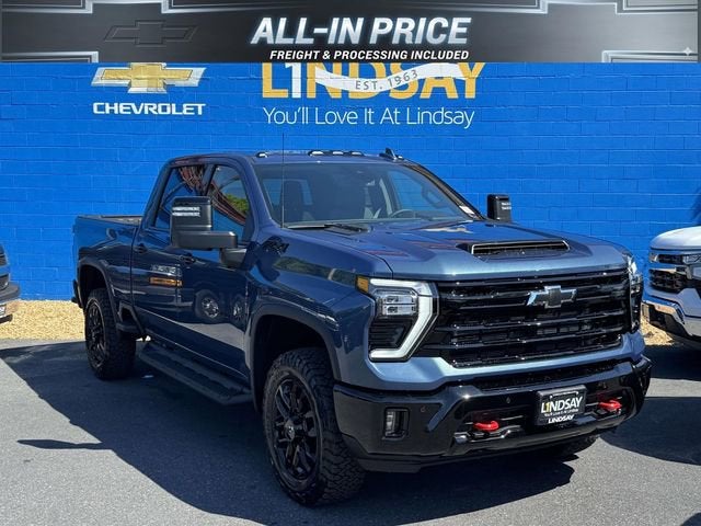 2026 Chevrolet Silverado 3500 HD LTZ in Lakeshore Blue Metallic — front three-quarter view