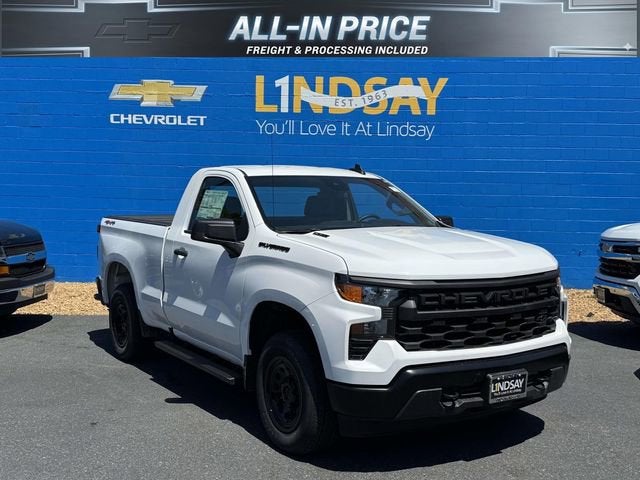 2026 Chevrolet Silverado 1500 WT in Summit White — front three-quarter view