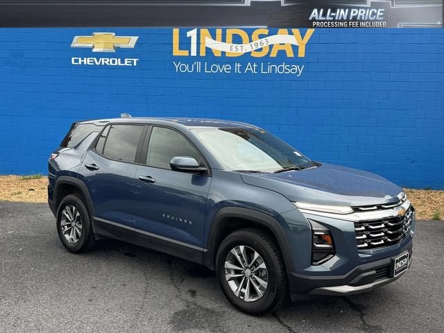 2026 Chevrolet Equinox LT in Lakeshore Blue Metallic — front three-quarter view